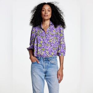 SMYTHE Orchid Floral Shirred Pocket Blouse | Made in Canada